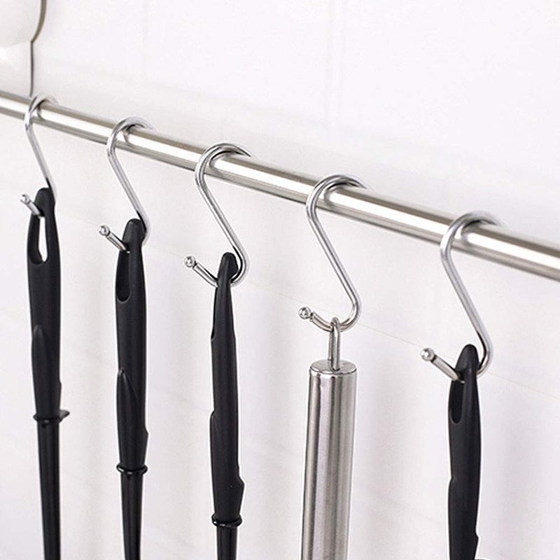 Emoly 20 Pack Heavy Duty s Hooks Stainless Steel S Shaped Hanging Hooks Hangers for Kitchen, Bathroom, Bedroom and Office, Silver - Image 2